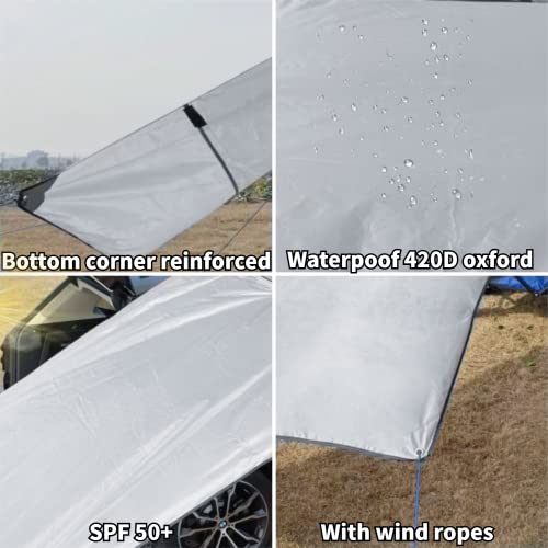 DANCHEL OUTDOOR Waterproof Car Awning Side Wall, Sun Shade Windbreak & Privacy Extension Lateral Tarp for Roof Rack Awning Overland Accessories(Gray, 8.2ftx6.5ft) - color: Gray, size: 8.2x6.5ft