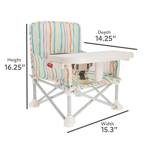 Nuby Pop-Up Booster Seat with Removable Tray - 6+ Months - Portable Booster Seat for Floor for Indoor/Outdoor Use - 3-Point Safety Adjustable Straps - Summer Travel Essentials - Stripes - color: Stripes