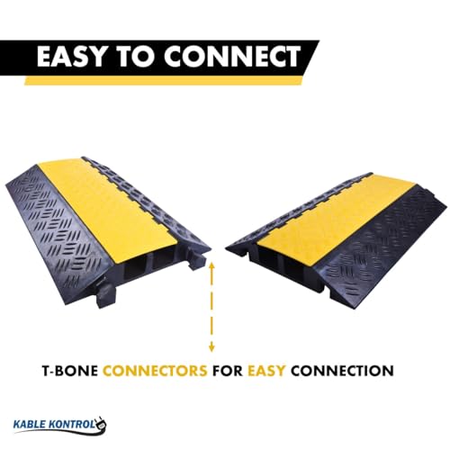 Kable Kontrol Atlas Heavy Duty Cable Protector Ramp - 2 Channel Bulk Wholesale Pallet - 20 Pcs - 35” Long Black & Yellow – 32000 Lbs Capacity - Rubber Speed Bump Wire Protector Cord Cover – CP9985 - size: 2 Channel - XL - 20 Units