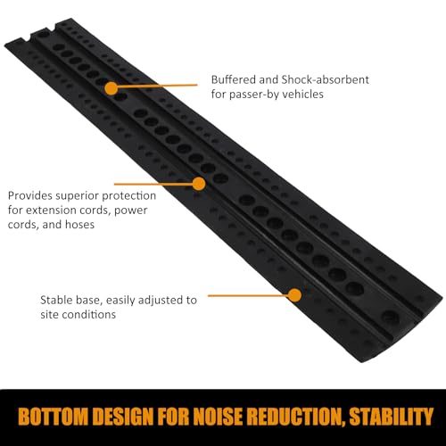 Garvee Speed Bump, 2 Pack 6 Ft Rubber Speed Bumps for Asphalt Road Driveway, 25000 lbs Load Capacity Modular Cable Ramps Cable Protector Ramp Hose Protector Ramp with 2 Cord Channel