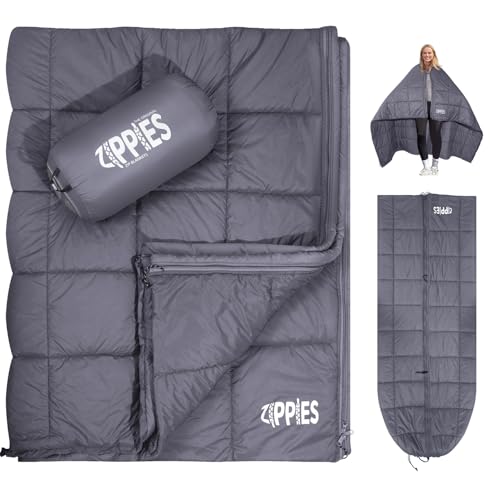 3M Thinsulate Insulation Puffy Camping Blanket for Cold Weather, Queen Size Warm Camping Quilt with Zipper, Waterproof Outdoor Sleeping Bag for Hammock, Cozy & Versatile Gift for Men and Women - color: Dark Grey