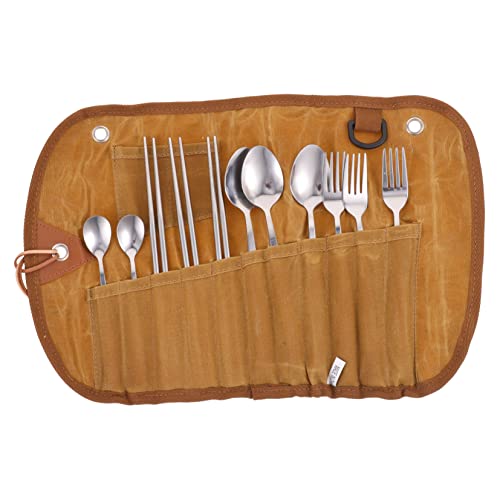 Camping Utensil Set with Carrying Bag Portable 10-Piece Travel Tableware Set Lightweight Cutlery for Picnics Backpacking and Outdoor Dining
