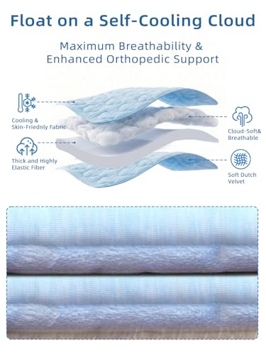 Huafly Dog Cooling Mat,Dual-Sided Cooling Mat for Dogs–Cooling Fabric for Summer,Velvet for All Seasons–Portable for Crate,Car Seat,Sofa&Floor,Machine Washable,Keeps Cats,Dogs&Puppies Cool,Cloud Blue - size: Xl: 60.0" L X 40.0" W X 0.8"th