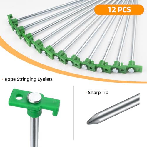 Tent Stakes Camping Stakes,AVOFOREST 7.1inch Non-Rust Metal Tent Pegs Ground Stakes Tent Spikes Camping,Garden,Hiking Green (Green 12pcs, 7.1IN) - color: Green 12pcs, size: 7.1 IN