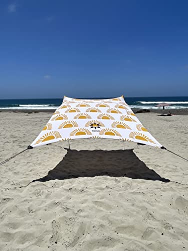 Neso Portable Beach Tent Sun Shelter - Lightweight Beach Shade Canopy - Easy Setup for Family Outings - Patented Reinforced Corners - UPF 50+ Sun Protection - color: Sunshine