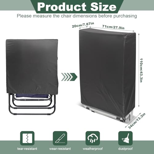 Zero Gravity Folding Chair Covers 2PCS, Dustproof Waterproof 420D Oxford Cloth Lawn Patio Furniture Covers All Weather Resistant, Anti Gravity Chair Covers for Folding Chairs, 28"W x 13"D x 43"H - color: Black, 2pcs