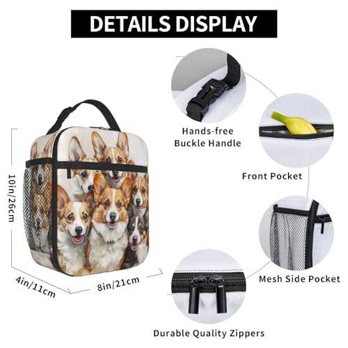 Corgi Lunch Box Insulated Lunch Bag for kids Girls Boys Women,Reusable Lunch Box Containers for Women Men,Durable Cooler Tote Bag Lunchbox for Office/School/Picnic - color: Corgi02