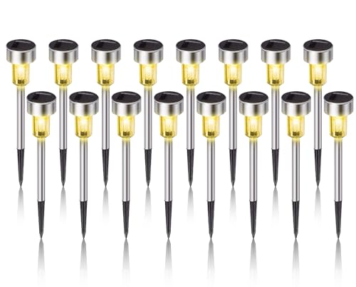 Dream Master Solar Lights Outdoor Waterproof, Stainless Steel LED Landscape Lighting, Solar Garden Lights, Outdoor Decorations for Yard, Pathway, Walkway, Patio, Lawn - 16 Pack (Warm White) - color: Warm White, size: 16 Pack