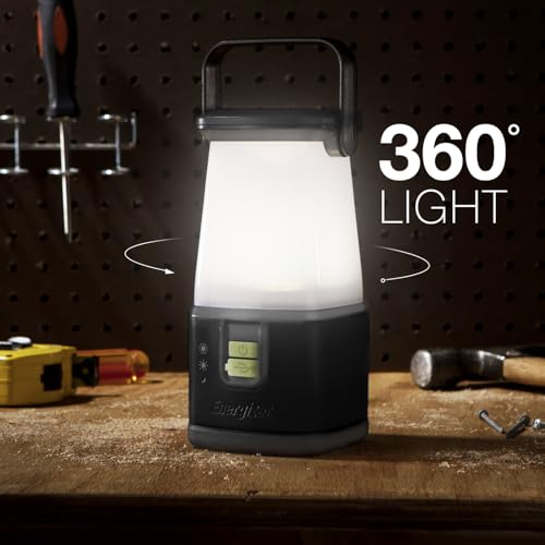 ENERGIZER WeatheReady LED Camping Lantern PRO-360, IPX4 Water Resistant Tent Light, Ultra Bright Battery Powered Lanterns for Camping, Outdoors, Emergency Power Outage - color: Black