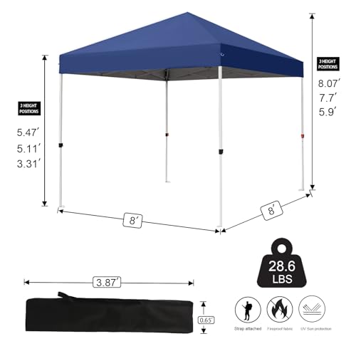 Northroad 8X8 FT Pop Up Canopy, Outdoor Instant Canopy Tent w/Carrying Bag, Portable Gazebo Shelter for Wedding Party,Commercial Event,Patio,Garden,Beach -Dark Blue - color: Dark Blue, size: 8x8