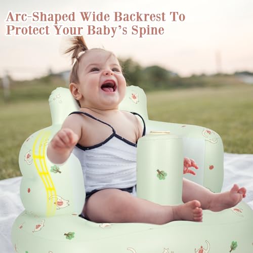 AirSwim Inflatable Baby Seat, Inflatable Baby Chair for Babies 3 Months and Up, Summer Blow Up Chair with Built in Air Pump, Infant Floor Seats for Learning to Sit, Palying, Camping, Elephant - color: Elephant