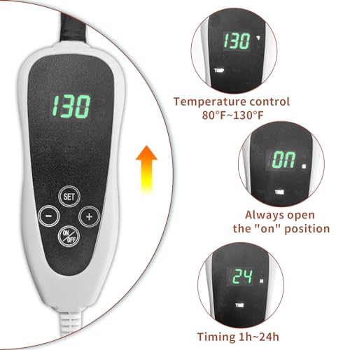 GOLOPET Large Dog Heating Pad 34x21in with Smart Thermostat Switch and Power Line Protection Tube,Obtained MET and UL Dual Certification,Waterproof Pet Heating pad, Suitable for Dogs of All Ages - size: 34.0"l X 21.0"w X 0.5"th