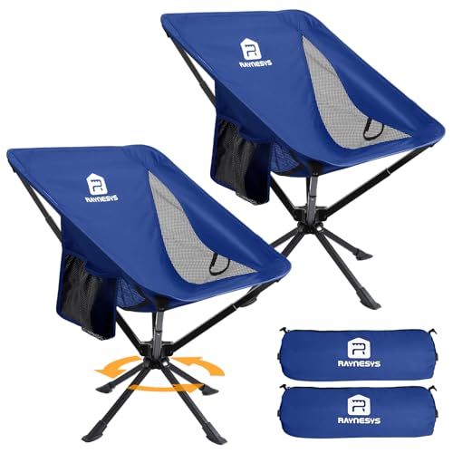 Raynesys 2 Pack Portable Camping Chair, Flexible 360° Rotation, 8 Seconds Quick Setup Folding Camping Chair, 3.8Lb Lightweight Travel Chairs for Easy Carry to Hiking, Sporting, Beach, Blue - color: Blue, size: 2 Pack