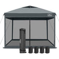 KAMPKEEPER 10x10 Pop-Up Canopy Tent, Waterproof Portable Shade with Screen Walls, Adjustable Instant Outdoor Shelter for Camping, Backyard, and Events, Dark Grey - color: Dark Grey