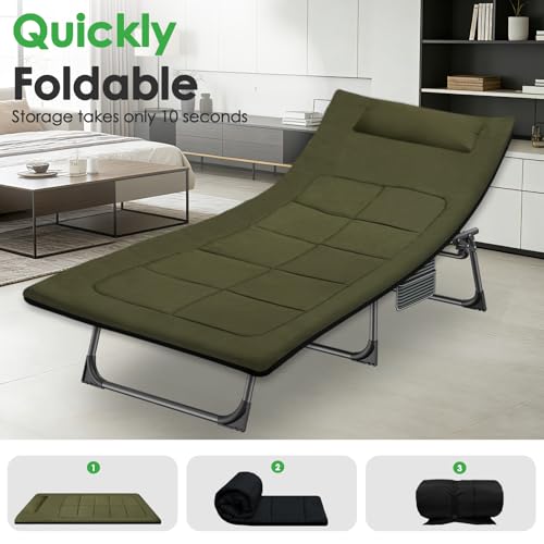 80 x 36 Inch Camping Cot Mattress Floor Mattress Waterproof Sleeping Pad for Camping Travel Easy to Store Floor Pad for Tent Cot Guest Garden Lawn Outdoor Indoor - color: Green