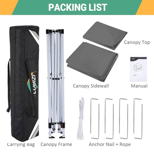 COBIZI 10x10 Pop Up Canopy Tent with 4 Sidewalls, Easy Set Up Canopy 10x10 Waterproof Commercial Outdoor Gazebo Portable Shelter Instant Tents for Parties,Backyard,Flea Market(Carrying Bag×1,Grey
