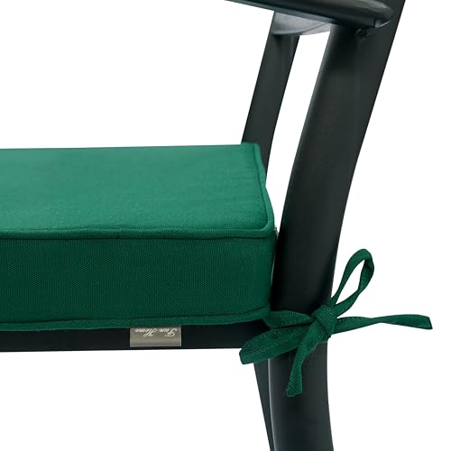 Magpie Fabrics Indoor Outdoor Waterproof Square Chair Cushion, 18" x 18" x 2.5", 2 Pack, Water Resistant Seat Cushions, for Patio Garden Office, Dark Green - color: Dark Green