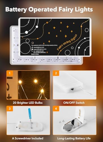 Brightown 12 Pack LED Fairy Lights Battery Operated String Lights - 7ft 20LED Waterproof Silver Wire Firefly Starry Moon Lights for DIY Crafts Wedding Table Centerpieces Party Ramadan Decorations - color: Warm White, size: 12 Pack
