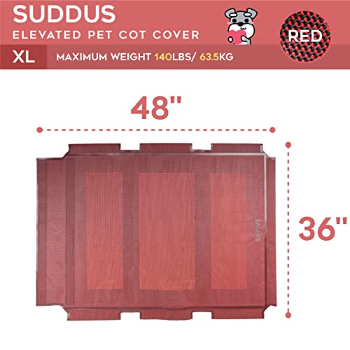 suddus Elevated Dog Bed Replacement Cover, Raised Dog Bed Chew Proof Easy to Clean, Breathable Elevated Pet Bed is Suitable for Indoor and Outdoor Use. Dog Cot are Not Included (XL/Red) - color: Burgundy, size: XL