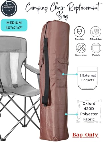 Replacement Bag for Folding Camping Chair, Portable Camp Chair, Hammock, Yoga Mat, Umbrella, Tents, Tripods, Fishing Poles - 420D Oxford Polyester Fabric - color: Brown, size: Medium 40"x7"x7"