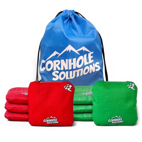 Cornhole Solutions Cornhole Bags Set of 8 – Regulation Pro Style 6x6 – Resin Filled + Tote Bag - color: Red/Green