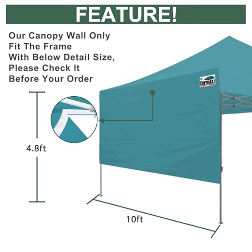 Eurmax USA 10x4.8 Pop Up Canopy SunWall-UV Protection for Tents,Blocks Sunlight&Wind,Water Resistant Side Wall Only,Easy Hook & Loop Installation,Fit for 10FT Straight Leg Shelters&Gazebo,Turquoise - color: turquoise, size: 10x4.8