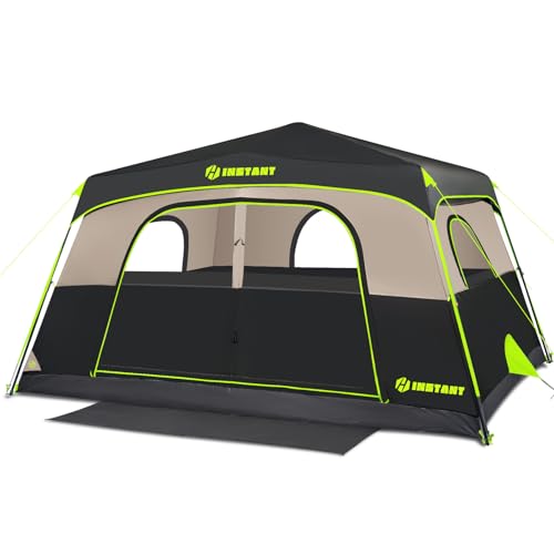 4/6/8/10 Person Instant Tent, Waterproof Pop Up Tents for Camping with Rainfly, 60 Seconds Easy Setup, Automatic Cabin Tent for Family Camping with Expandable Carry Bag & Upgraded Ventilation - color: Black, size: 8 Person