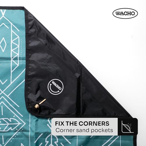 Wacho Beach Blanket Waterproof Sandproof and Picnic Blanket - Large Outdoor Blanket for Camping, Beach & Travel - Foldable Picnic Mat with Carry Bag, Lightweight Gingham Outdoor Rug - Beach Essentials - color: Green