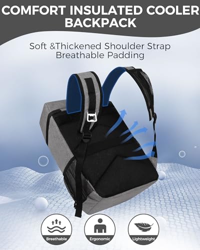 BAGLHER Lightweight Insulated Cooler Backpack - 30 Cans, Leak-Proof for Lunch, Picnic, Hiking, Camping Trips - color: grey-titan