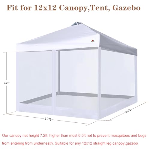 SCOCANOPY Replacement Mesh sidewall for Most 12x12 Canopy Or Gazebo,(White) - color: White, size: 12X12