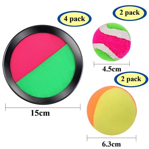 Cooraby Paddle Toss and Catch Ball Game 2 Set Toss and Catch Balls Game Suitable for Sports, Beach and Party Favor with Storage Bag, 4 Paddles and 4 Balls