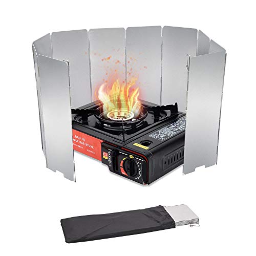 10 Plates Stove Windscreen, Aluminum Stove Windshield with Drawstring Bag, for Camping, Butane Stoves - size: 10 Plates