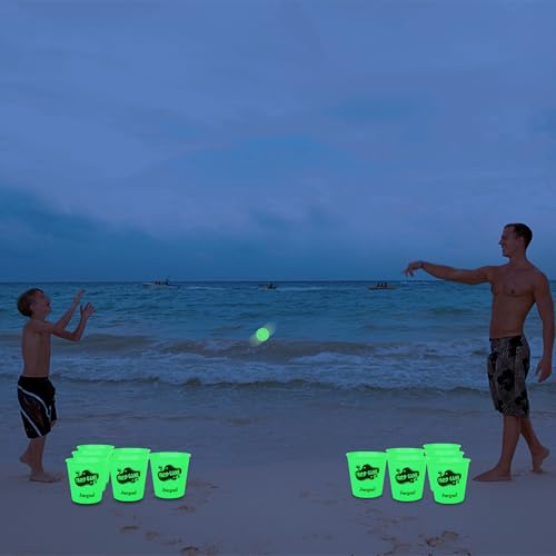 Juegoal Outdoor Giant Yard Pong Game Set Outdoor Toss Game Throwing Game for Beach, Camping, Lawn and Backyard - color: Green Glow in Dark