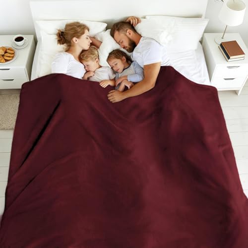 Edenleaf Big Oversized Extra Large Blanket, Huge Fleece 10'x10' Blanket, California King Warm Companion for Whole Family, Bed, Sofa, Couch, Travel, Camping 120x120 Wine - color: Nice Wine