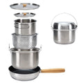 KingCamp Camping Cookware Set 304 Stainless Steel Campfire Cooking Pots Pan and Kettle with Travel Tote Bag for Camping Outdoor Kitchen Cooking Picnic for 4-6 - color: SILVER - 4-6 PERSON COOKWARE SET