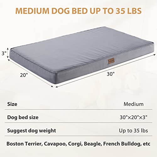 BFPETHOME Outdoor Dog Beds for Large Dogs, Waterproof Dog Bed for Medium, Large, Extra Large Dogs, Orthopedic Pet Bed with Removable Washable Cover, Egg Crate Foam Pet Bed Mat. (30 x 20in, Grey) - color: Grey, size: 30.0"l X 20.0"w X 3.0"th