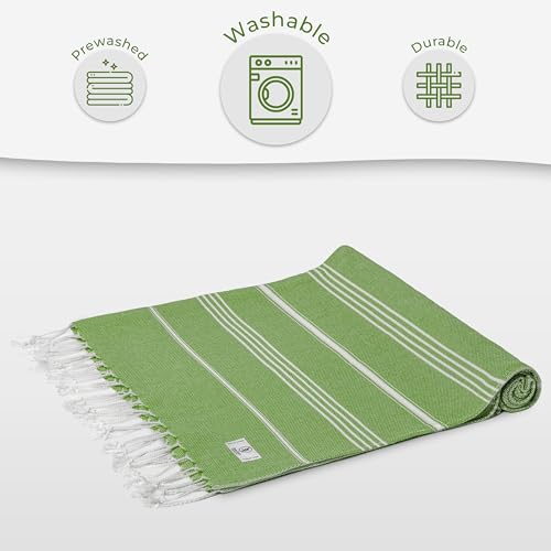Ossano Turkish Beach Towel Absorbent & Lightweight Oversized (39" x 71") - Quick Dry, Versatile and Functional as Yoga Mat, Picnic Blanket, Travel Blanket, Bath, Gym, Camping Towel - Pistachio Green - color: Pistachio Green