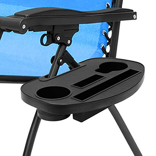 Coolrunner Zero Gravity Chair Tray with Cup Holder, Mobile Device Slot, Snack Tray, and Water Cups, Black