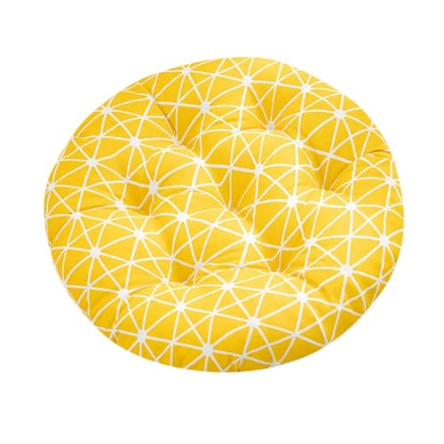 Boho Round Chair Cushion 16" Soft Thick Seat Cushion Outdoor Bistro Floor Sofa Pads Colorful Leaf Ergonomic Support Cushions for Dining Chairs, Garden Patio, Home, Office Car - color: Yellow