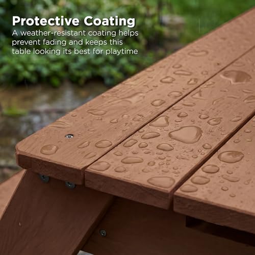 Best Choice Products Kids Picnic Table with Umbrella, 3-in-1 Sand & Water Table, Outdoor Convertible Picnic Table for Toddlers, Seats 4, Removable Top, 2 Buckets - Walnut/Beige - color: Walnut/Beige
