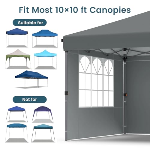 Raynesys Sidewall for 10x10 Canopy Tent, Waterproof Silver-Coated Fabric, UPF 50+ UV Protection, 3 Pack Canopy Wall 114''x72'', No Frame or Top Cover, Gray - color: Gray
