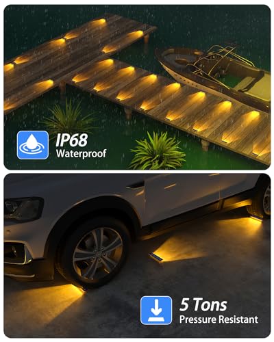 DetarZinLED Solar Step Lights for Outside, 2 Pack Solar Stair Lights, Warm White Outdoor Deck Light Waterproof, Outdoor Light Solar Powered for Deck, Dock, Pathway, Porch, Path, Ground, Backyard - color: Warm White, size: 2 Pack