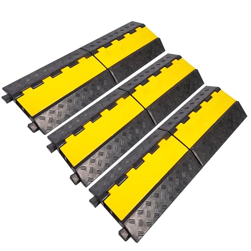 Rubber Cable Ramp Cable Protector Ramps Wire Hose Protective 2 Channel Traffic Rubber Plastic Cord Cover Speed Bump for Asphalt Concrete Gravel Driveway Outdoor, 3 Pack - color: 2 channel-3 pack