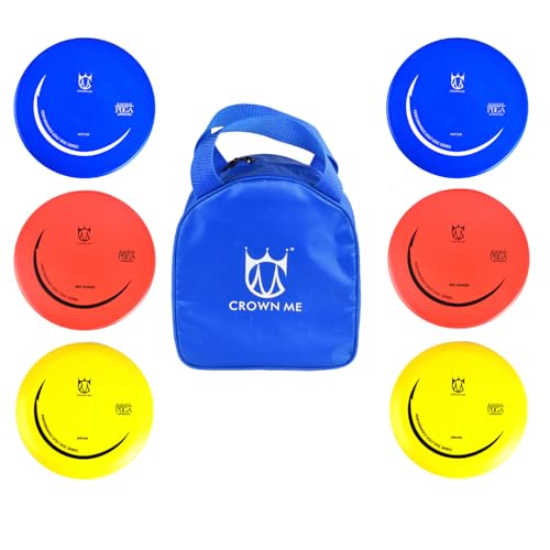 CROWN ME Disc Golf Set with 6 Discs and Starter Disc Golf Blue Bag - color: Blue