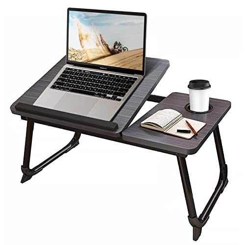 CloudTrip Laptop Desk for Bed or Couch, Lap Desk, Woking in Bed Desk, Home Office Desks, Breakfast Tray, Desk with Cup Holder, Watching Movies in Bed, Laptop Stand for Bed, Fordable Legs Desk (Black) - color: Black
