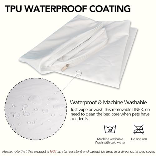 Waterproof Dog Bed Liner, Washable Replacement Cover Reusable Pet Pee Water Resistant Proof with Zipper, Liner Only 47x29 inch - size: 47x29x4 inch