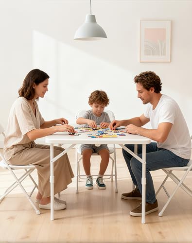 34" Folding Card Table, 3 Foot Portable Plastic Tables with Collapsible Legs & Carrying Handle, Fold in Half Square Table, Bi-Folding Commercial Tables for Indoor Outdoor Party Dining Camping - size: 1PK Card Table