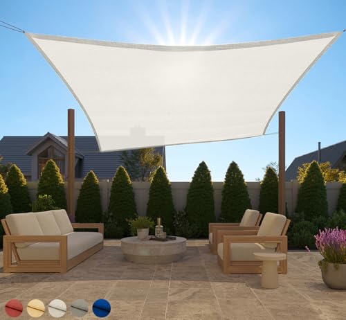 GORILLA GRIP Heavy Duty Sun Shade, UV Protection Fade Tear and Rust Resistant Rectangle Sunshade Canopy, Curved Edges Blocks Sunlight, Breathable Sail, Outdoor Patio, Lawn Garden 10x10 FT Butter Ivory - color: Ivory, size: 10' X 10', style: Rectangle