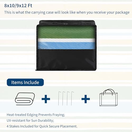 GarveeHome Outdoor Rug 8x10 Colorful Geometric Lines Plastic Straw Indoor Outdoor Rugs Striped Reversible Patio Outdoor Rug Portable Outside Carpet for Trailer RV Beach Pool, Yellow Blue Green White - color: Geometric Stripes| Yellow Blue Green White, siz