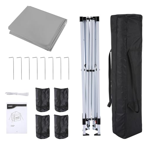 COBIZI 10x10 Pop Up Canopy Tent Without Sidewall, UPF 50+ Waterproof Outdoor Canopy, Instant Tent Portable Canopies Gazebo for Commercial Sun Shade Party Backyard with 4 Sandbags(Gray)